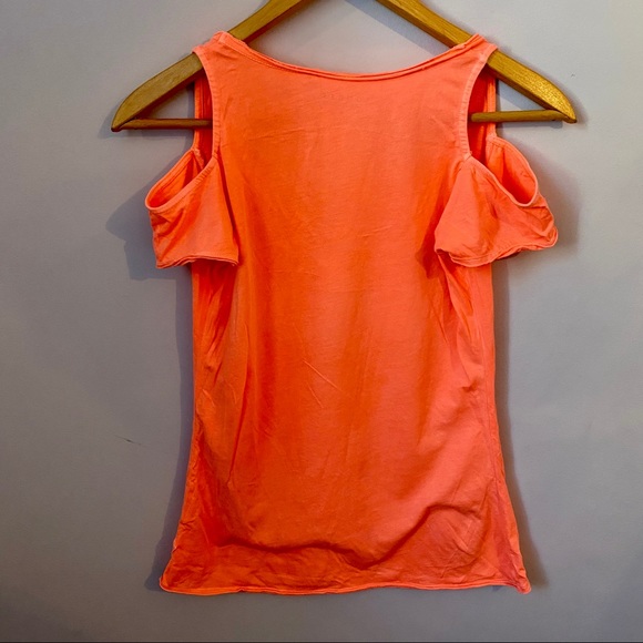 GUESS neon orange cold-shoulder top - Picture 3 of 3